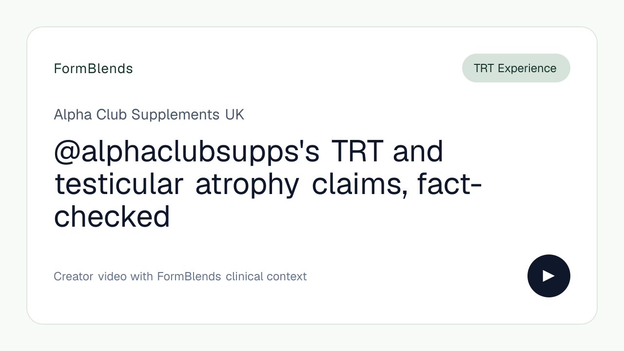 @alphaclubsupps's TRT and testicular atrophy claims, fact-checked