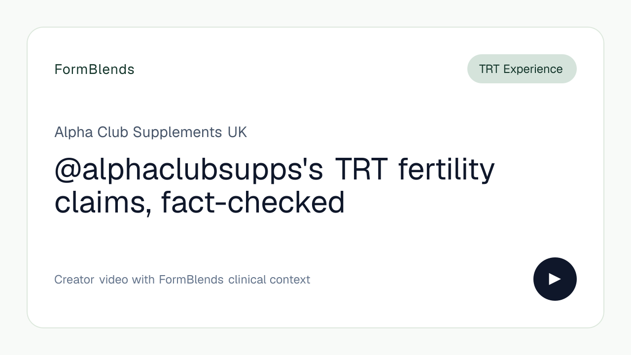 @alphaclubsupps's TRT fertility claims, fact-checked
