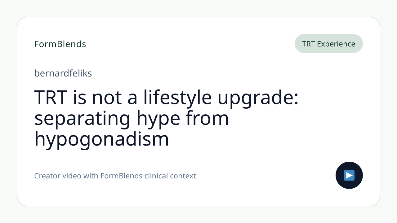 TRT is not a lifestyle upgrade: separating hype from hypogonadism