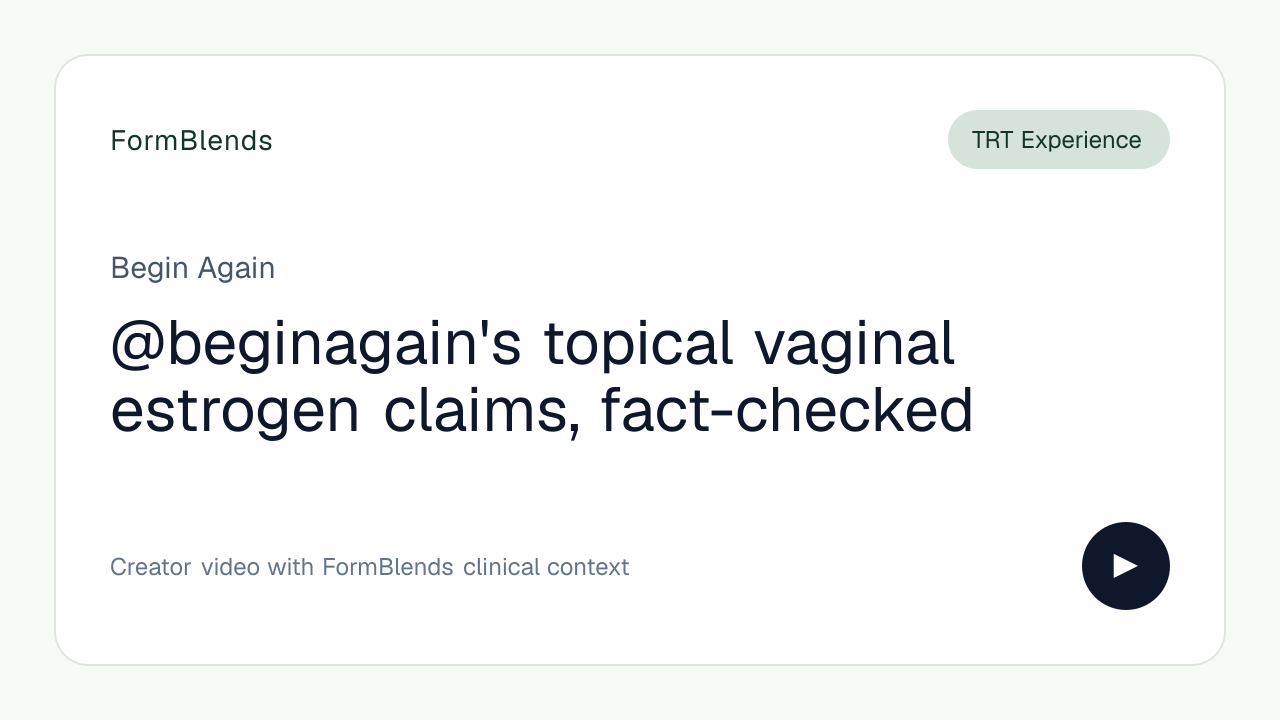 @beginagain's topical vaginal estrogen claims, fact-checked