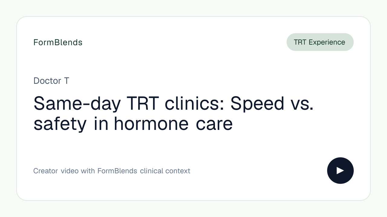 Same-day TRT clinics: Speed vs. safety in hormone care