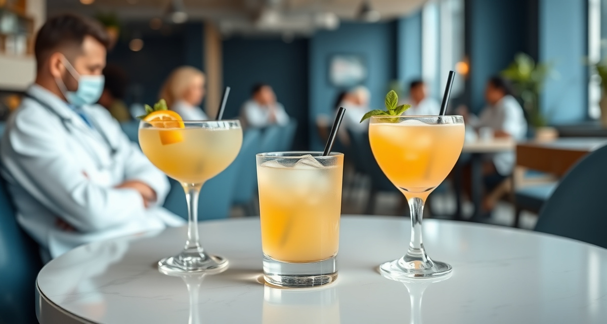 Elegant non-alcoholic mocktail drinks representing semaglutide alcohol interaction