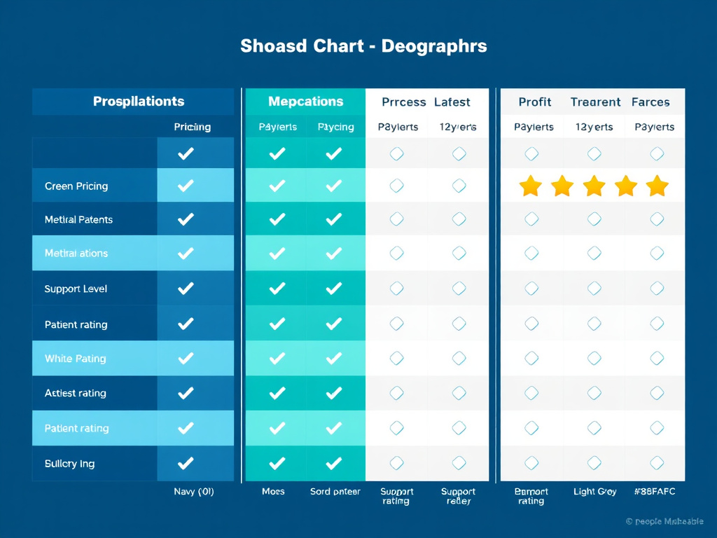 Comparison chart - Semaglutide Vs Phentermine Vs Contrave