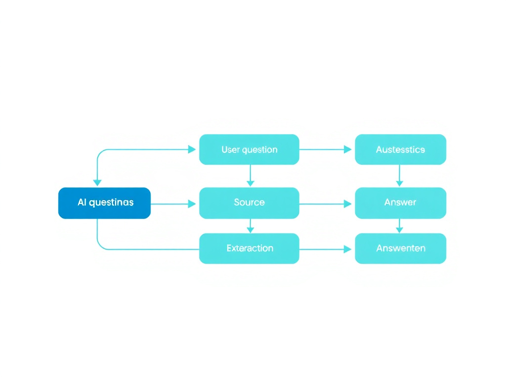 Flowchart showing how AI answer engines process health queries from user question through retrieval, source evaluation, passage extraction, and answer generation