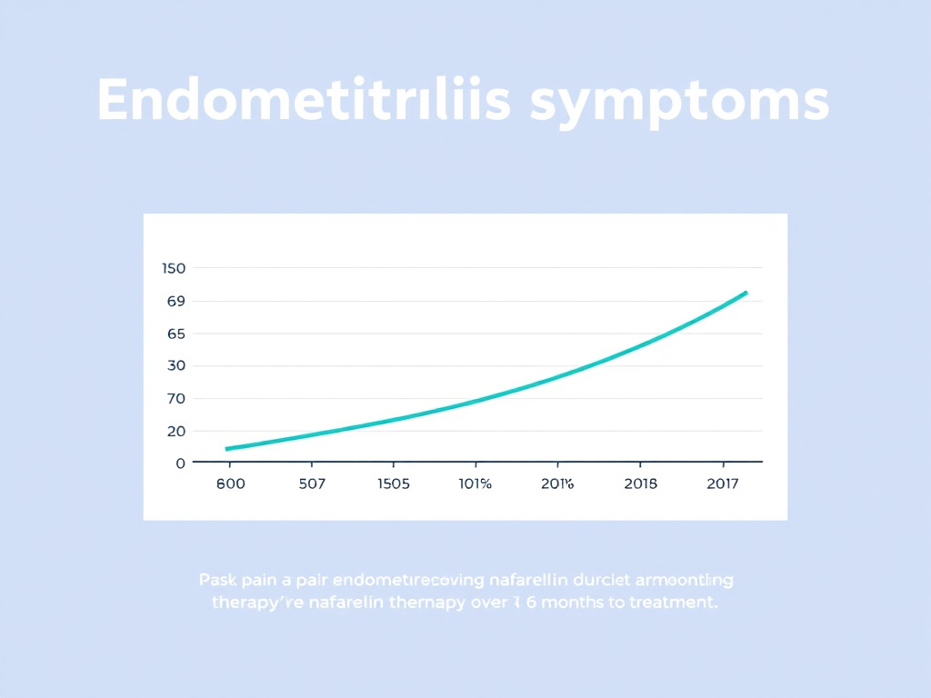 Chart showing reduction in endometriosis symptoms during nafarelin therapy, with decreasing pain scores over 6 months of treatment
