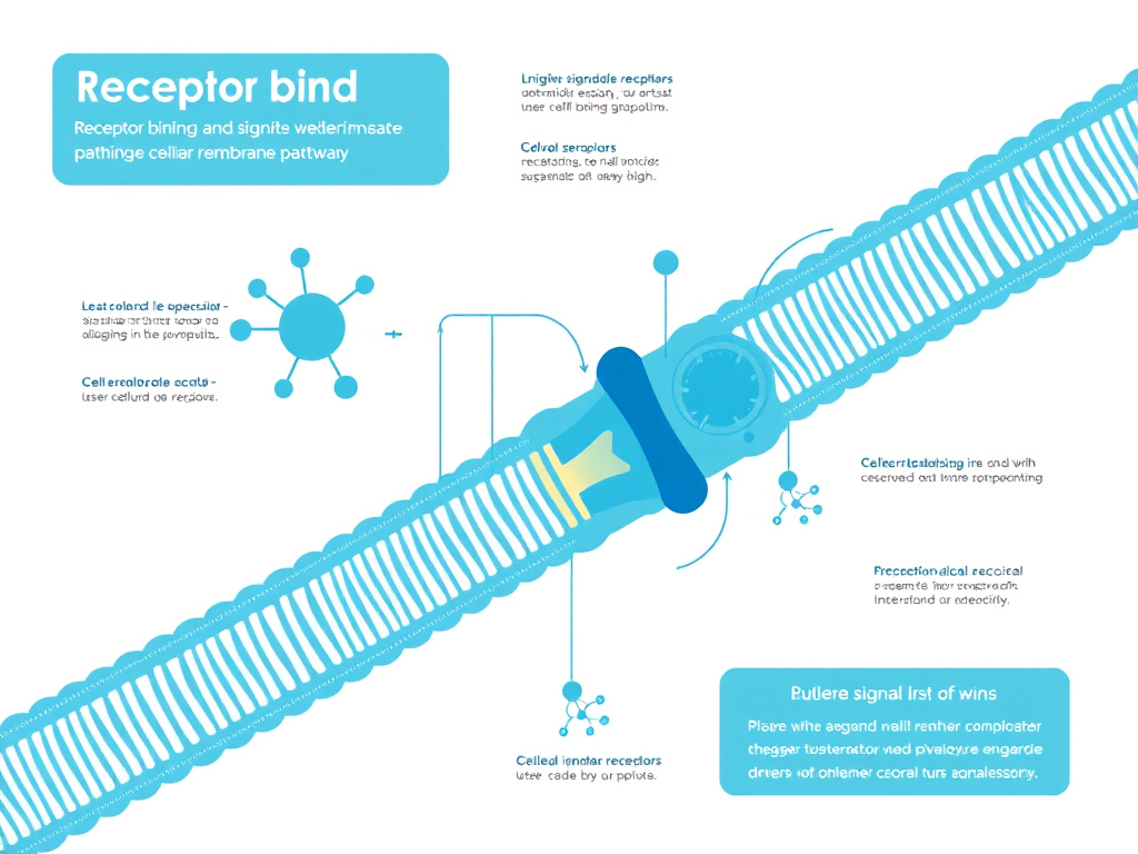 AOD-9604 mechanism of action showing beta-3 adrenergic receptor activation and lipolysis pathway in adipose tissue