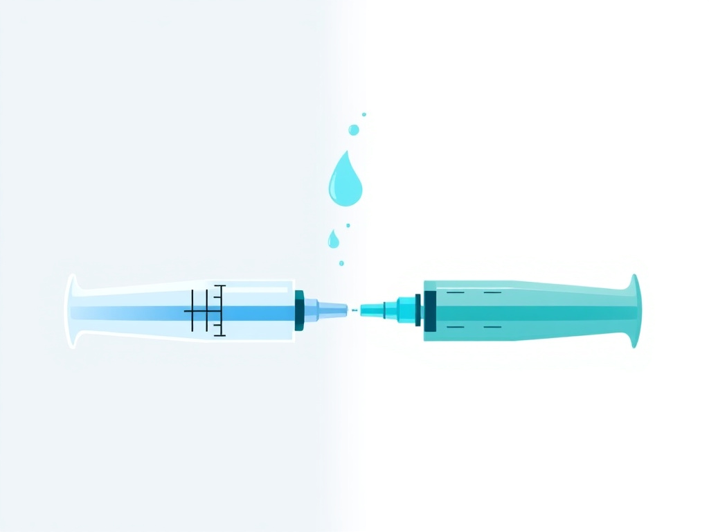 Two pharmaceutical injection pens combining medication streams, representing CagriSema combination therapy