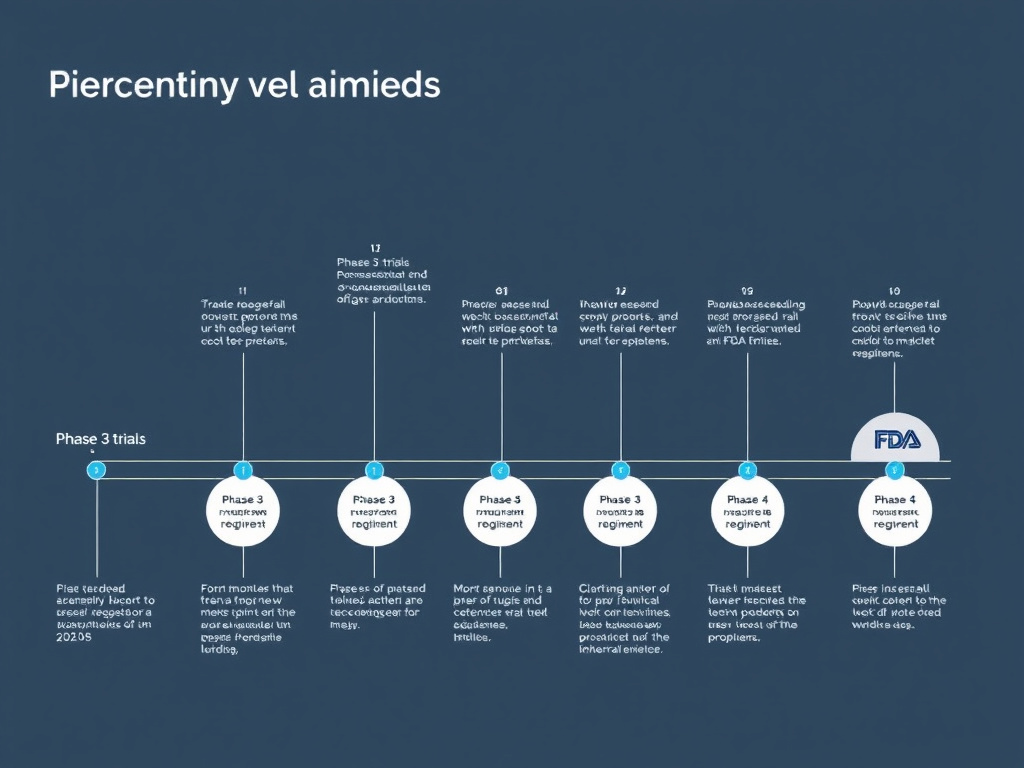 Pharmaceutical regulatory pipeline from Phase 3 trials to FDA review to market launch