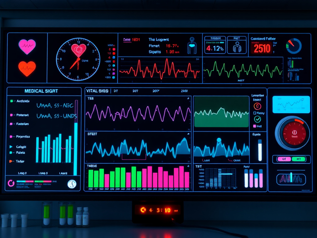 Medical safety monitoring dashboard showing vital signs and laboratory results