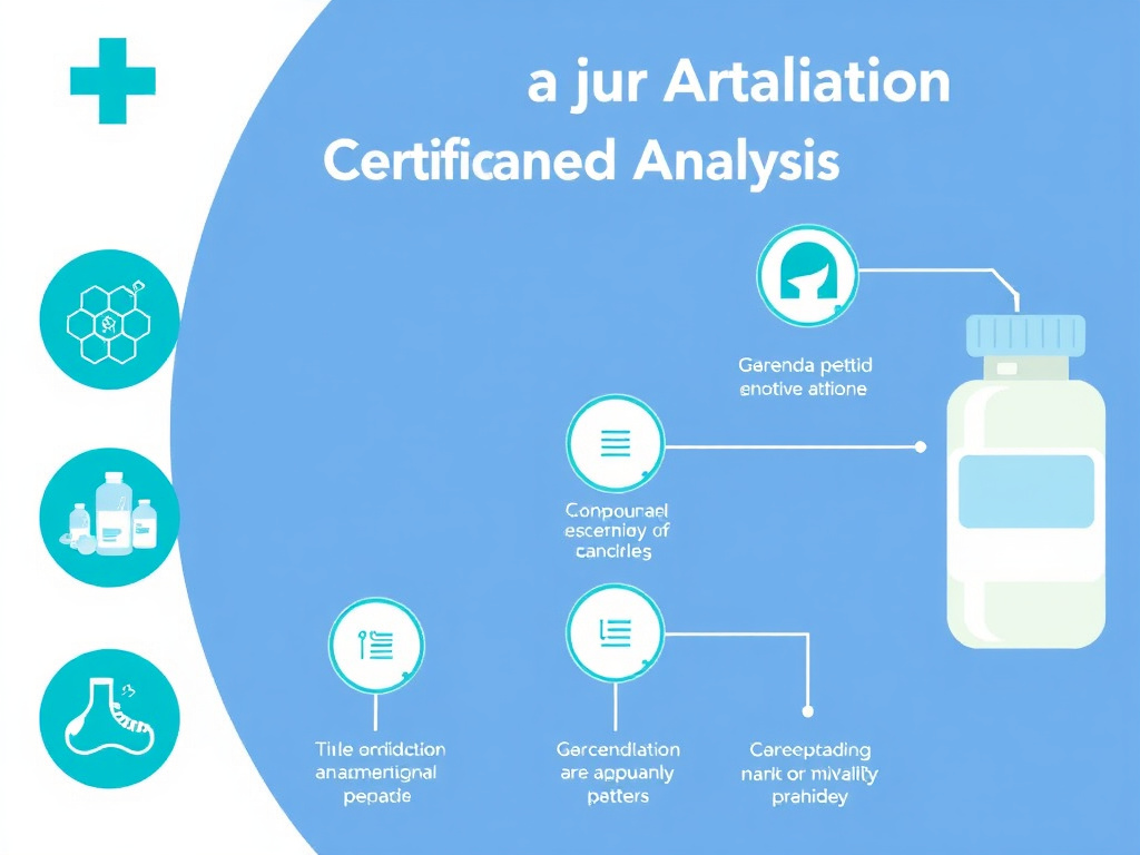 Annotated example of a Certificate of Analysis for a compounded peptide preparation showing key elements to review