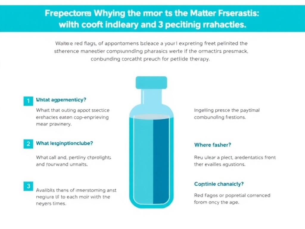 Visual checklist of red flags to watch for when evaluating compounding pharmacies for peptide therapy