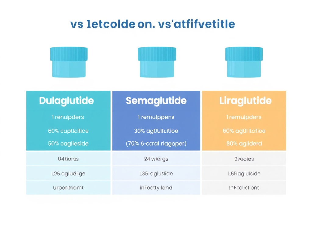 Dulaglutide vs semaglutide vs liraglutide GLP-1 agonist comparison chart