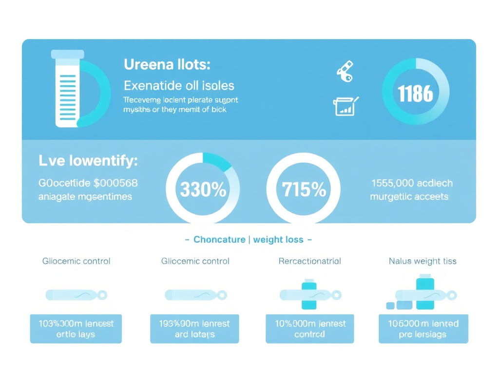 Exenatide clinical trial outcomes showing glycemic control and weight loss data