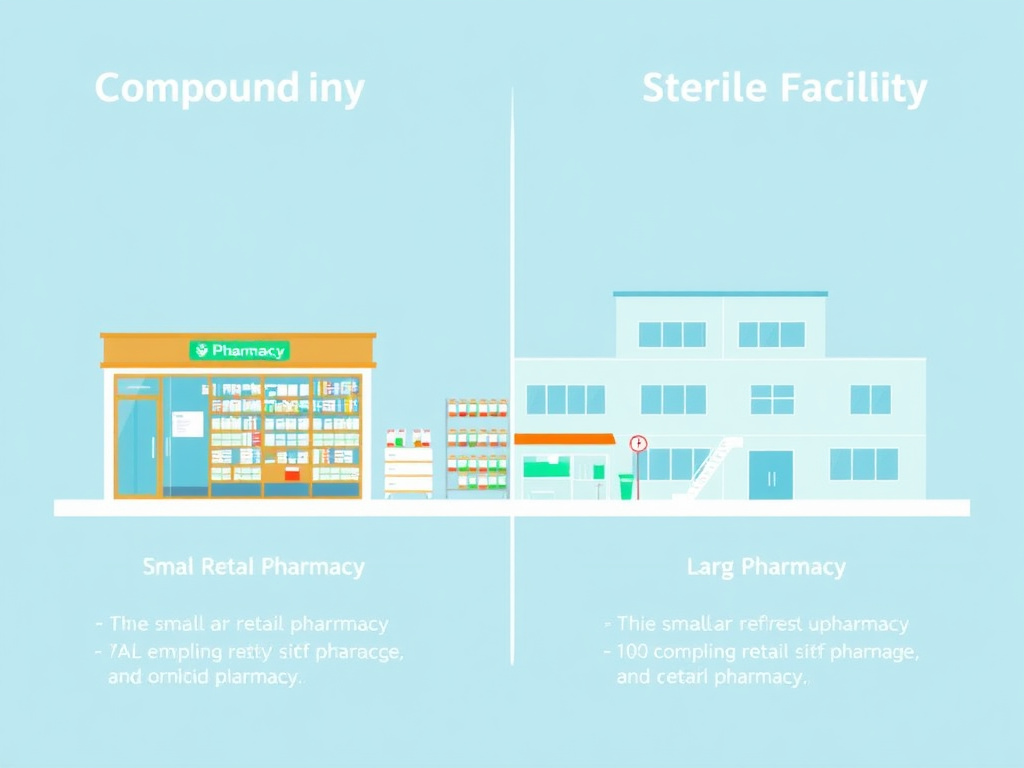 Comparison diagram of 503A traditional pharmacy vs 503B outsourcing facility