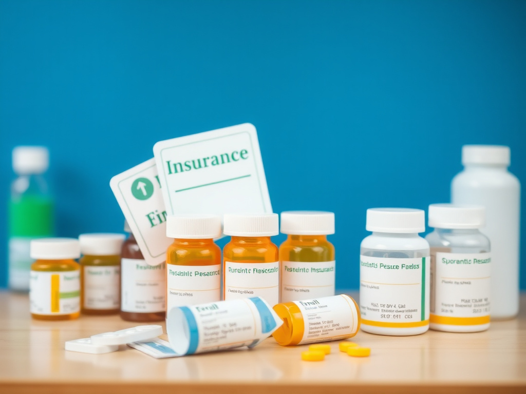 Healthcare economics concept showing prescription drug costs and insurance coverage