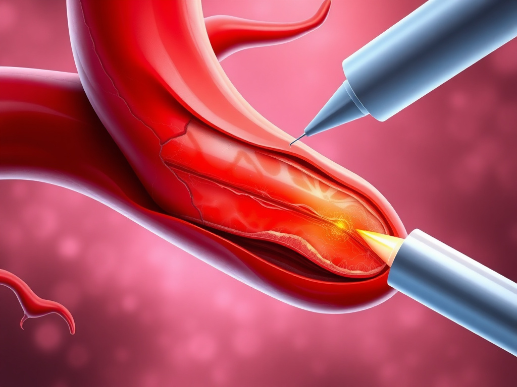 Arterial cross-section showing reduction of atherosclerotic plaque through anti-inflammatory mechanisms