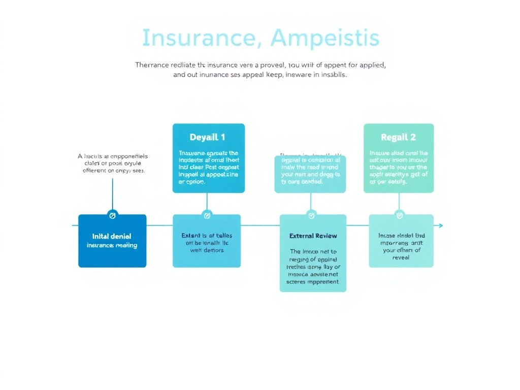 Timeline diagram showing the stages of the insurance appeal process from initial denial through external review