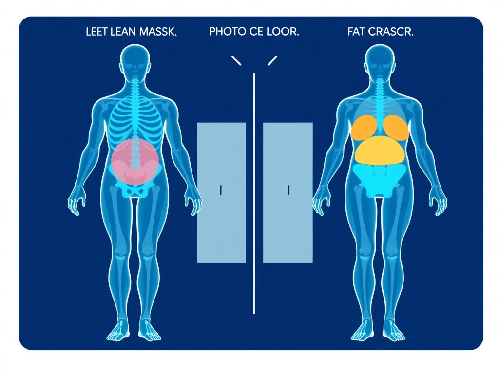 DEXA scan body composition analysis comparing lean mass and fat mass changes in GLP-1 clinical trials