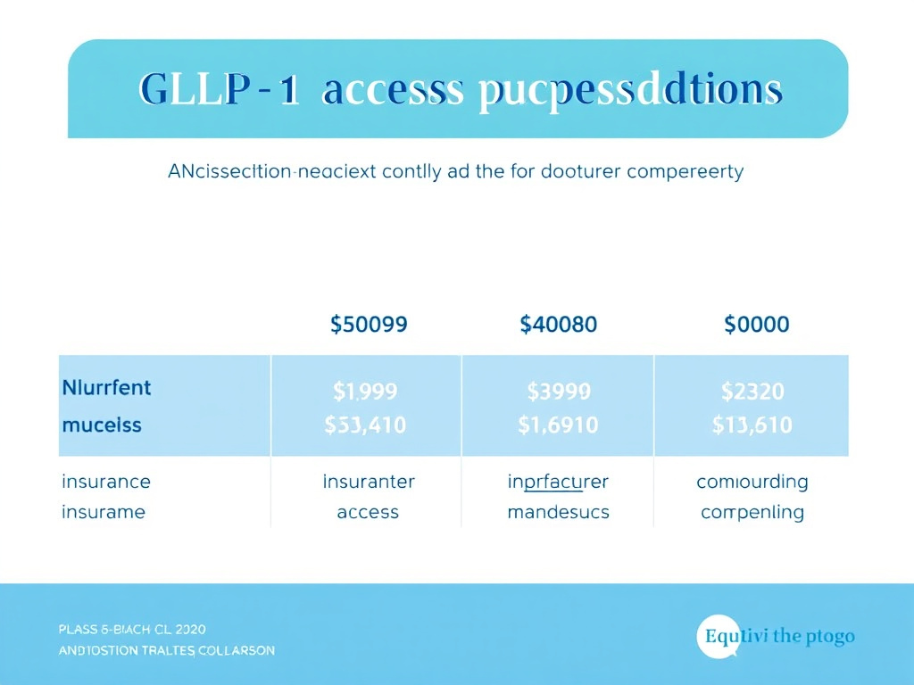 Comparison chart showing monthly costs of GLP-1 medications across different access pathways including insurance, manufacturer programs, and compounding
