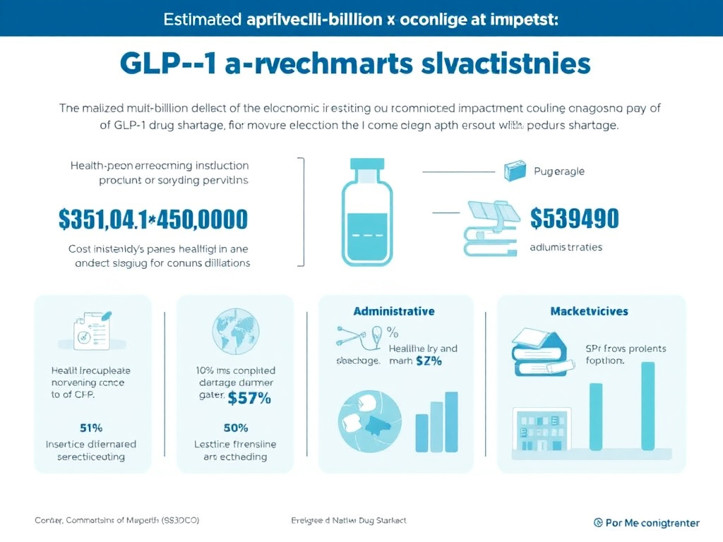 Infographic breaking down the estimated multi-billion dollar economic impact of the GLP-1 drug shortage across healthcare, administrative, and market categories