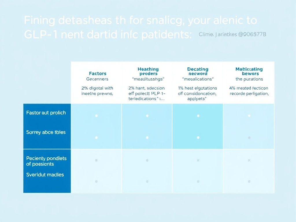 Clinical decision matrix for healthcare providers showing factors to consider when selecting alternative GLP-1 medications for patients