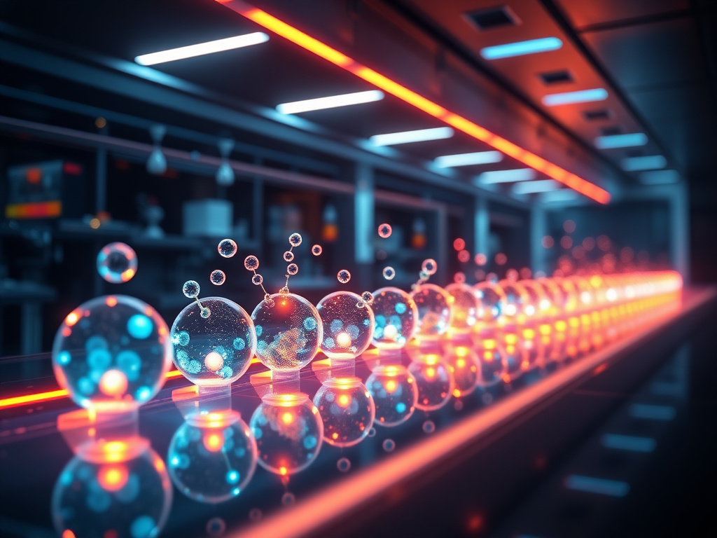 Futuristic pharmaceutical pipeline showing next-generation GLP-1 molecules in development