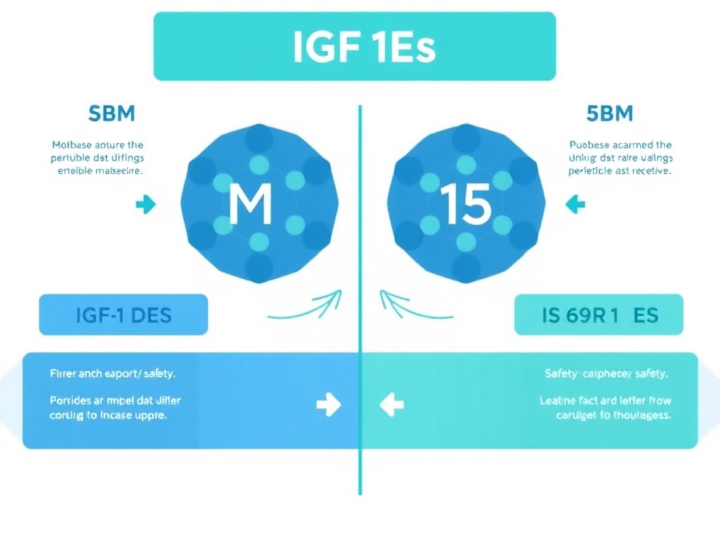 Side-by-side comparison of IGF-1 DES, IGF-1 LR3, and native IGF-1 properties