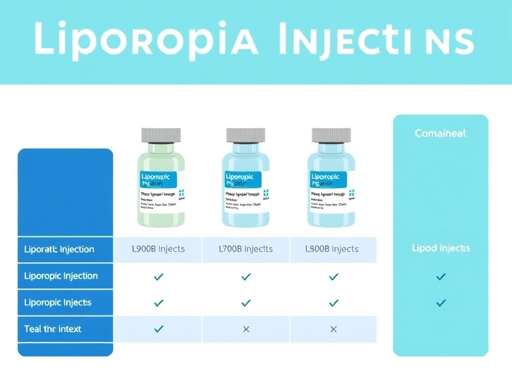 Comparison table of different lipotropic injection formulations available from compounding pharmacies