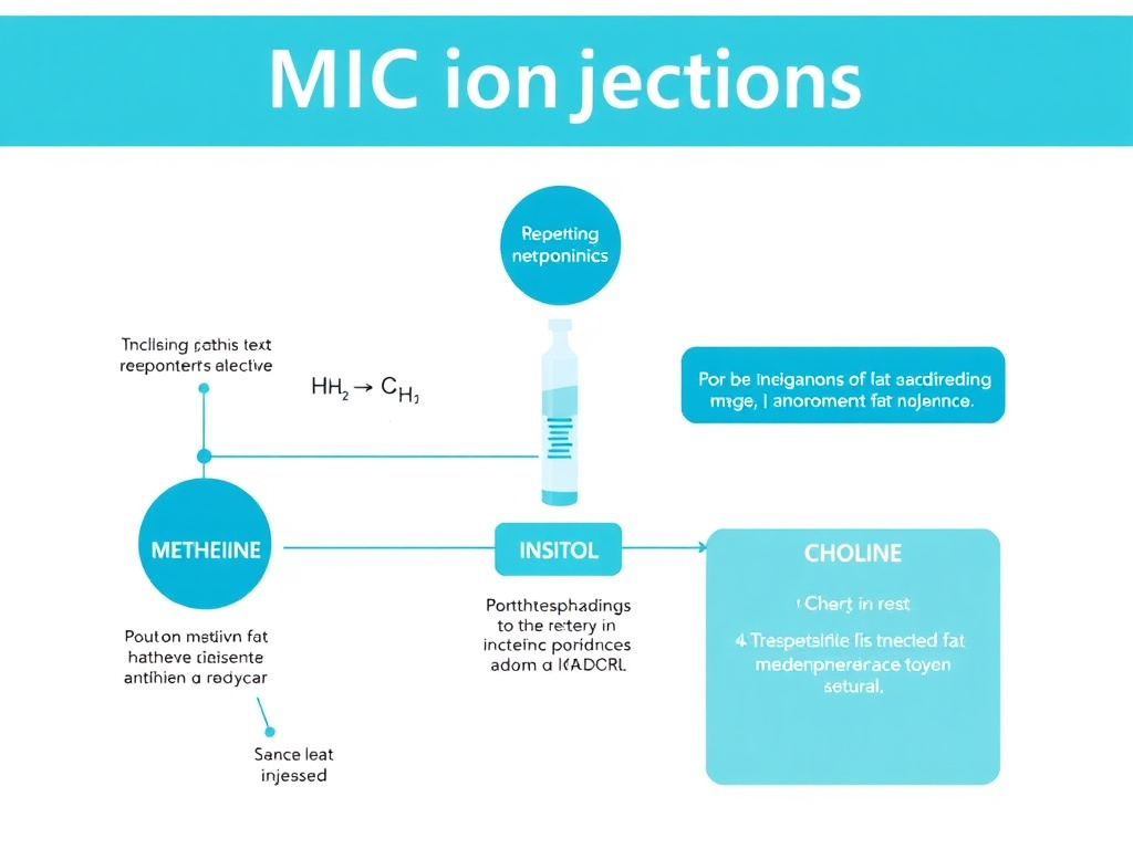 Biochemical pathways of MIC injection components showing methionine, inositol, and choline roles in hepatic fat metabolism