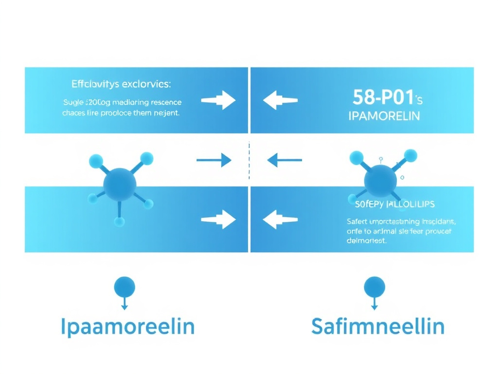 Side by side comparison chart of ipamorelin GHRP-6 GHRP-2 and hexarelin across key parameters