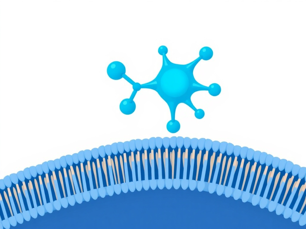 GHS-R1a receptor signaling pathway showing Gq protein activation, PLC-beta, IP3, calcium release, and GH exocytosis