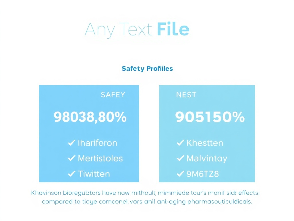 Safety profile comparison showing Khavinson bioregulators have minimal side effects compared to conventional anti-aging pharmaceuticals