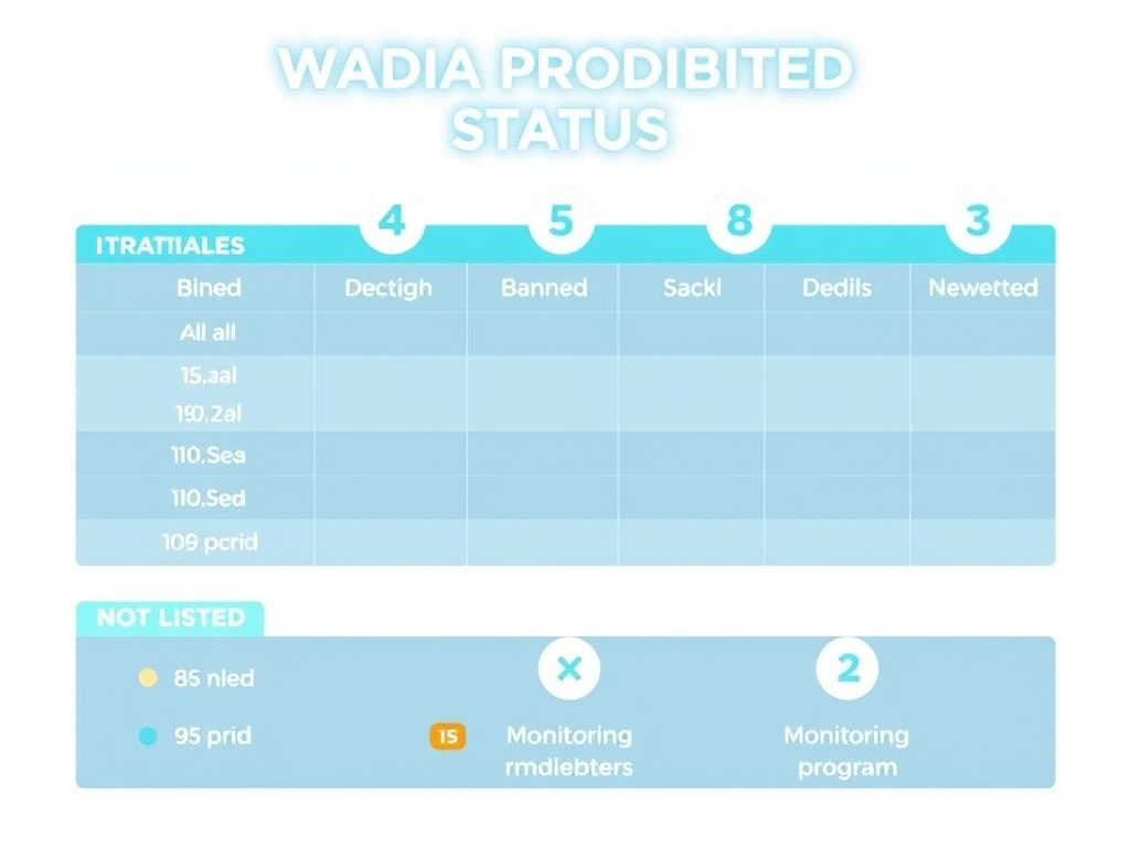 Chart showing the WADA prohibited status of commonly researched peptides organized by category