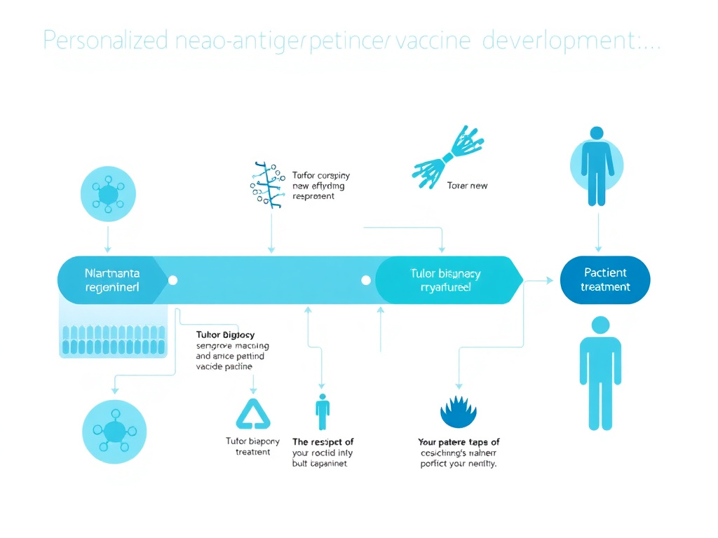 Workflow diagram of personalized neoantigen peptide vaccine development from tumor biopsy to patient treatment