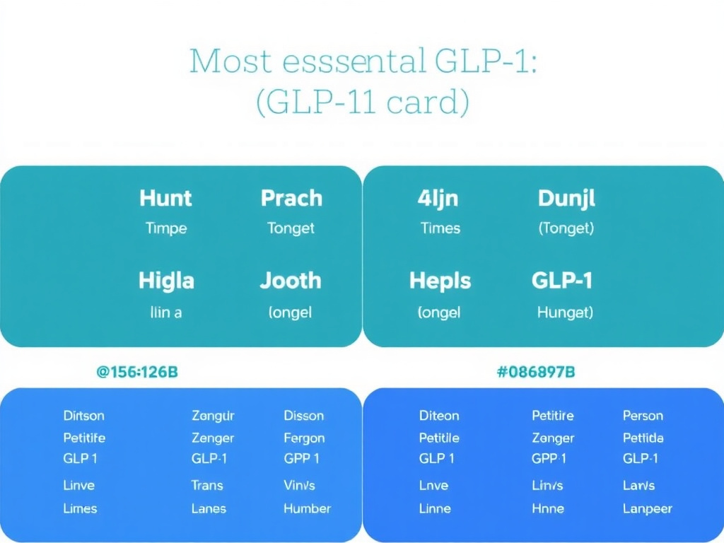 Visual reference card showing the most essential peptide and GLP-1 acronyms organized by category with color coding