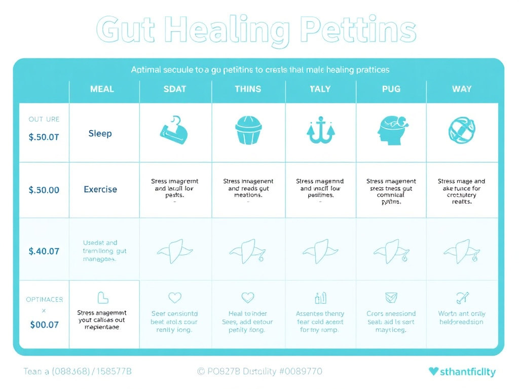 Daily schedule showing optimal timing for gut healing peptides relative to meals, sleep, exercise, and stress management practices