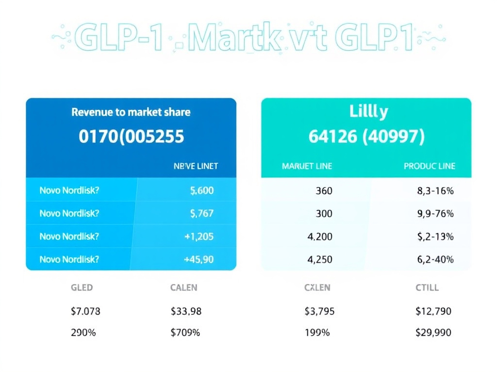 GLP-1 market share breakdown showing Novo Nordisk vs Eli Lilly revenue comparison across product lines