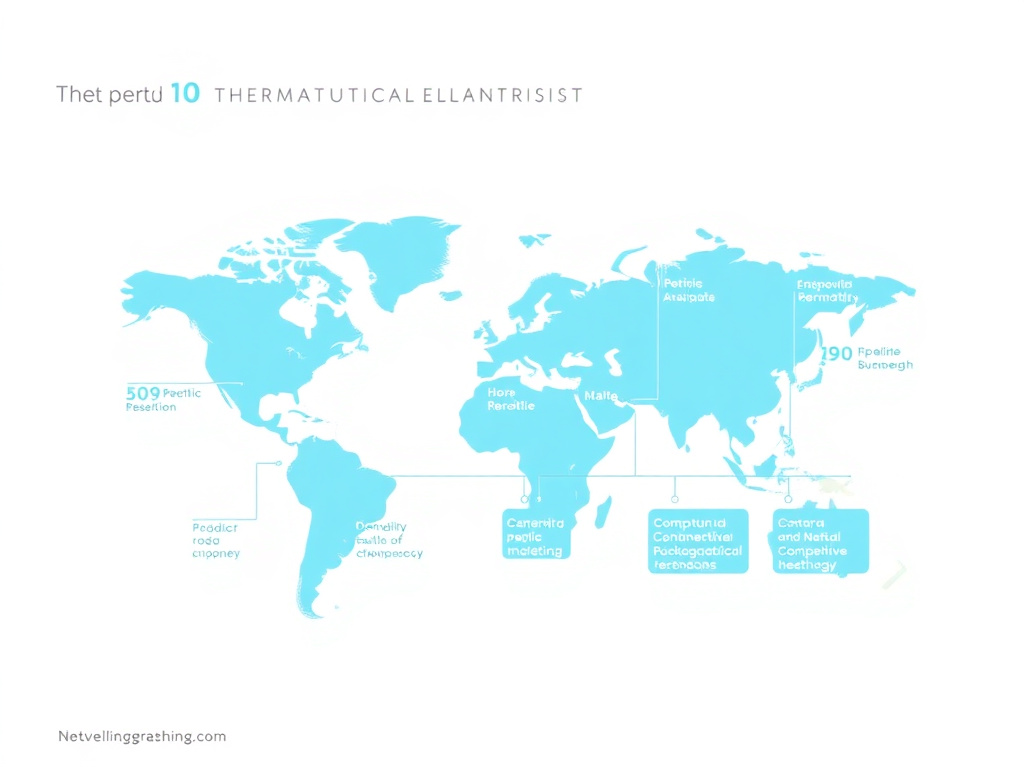 Competitive landscape map showing major pharmaceutical companies in peptide therapeutics with market position and pipeline strength