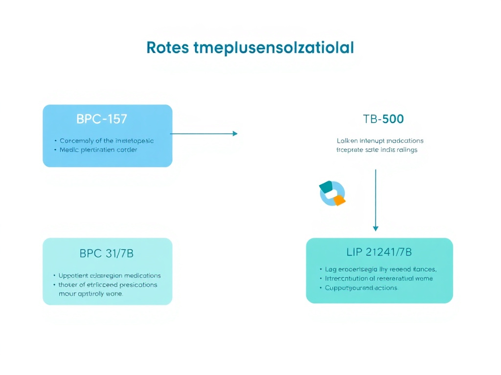 Diagram showing the pharmacological pathways through which BPC-157 and TB-500 could interact with prescription medications
