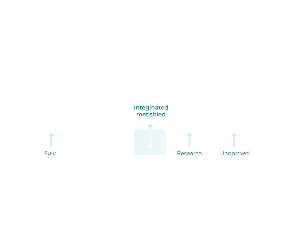 Diagram showing the spectrum from fully legal FDA-approved peptide drugs to illegal unapproved drugs, with the research chemical gray area highlighted in between