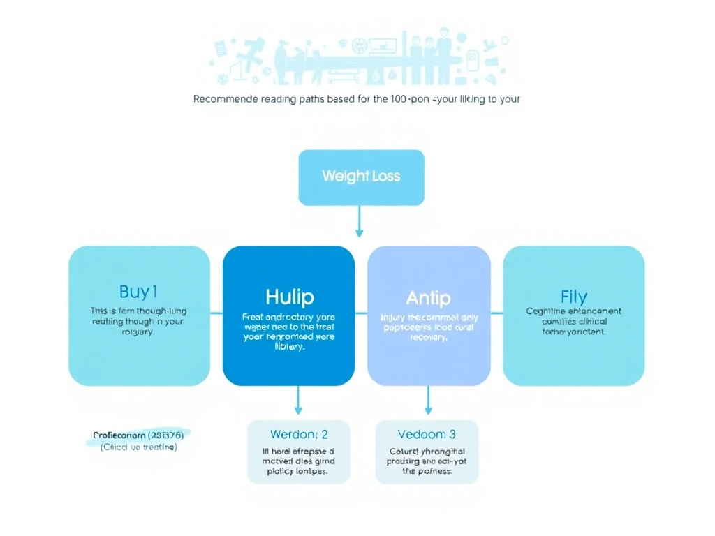 Flowchart showing recommended reading paths through the 100-report library based on user goals: weight loss, anti-aging, injury recovery, cognitive enhancement, or clinical reference