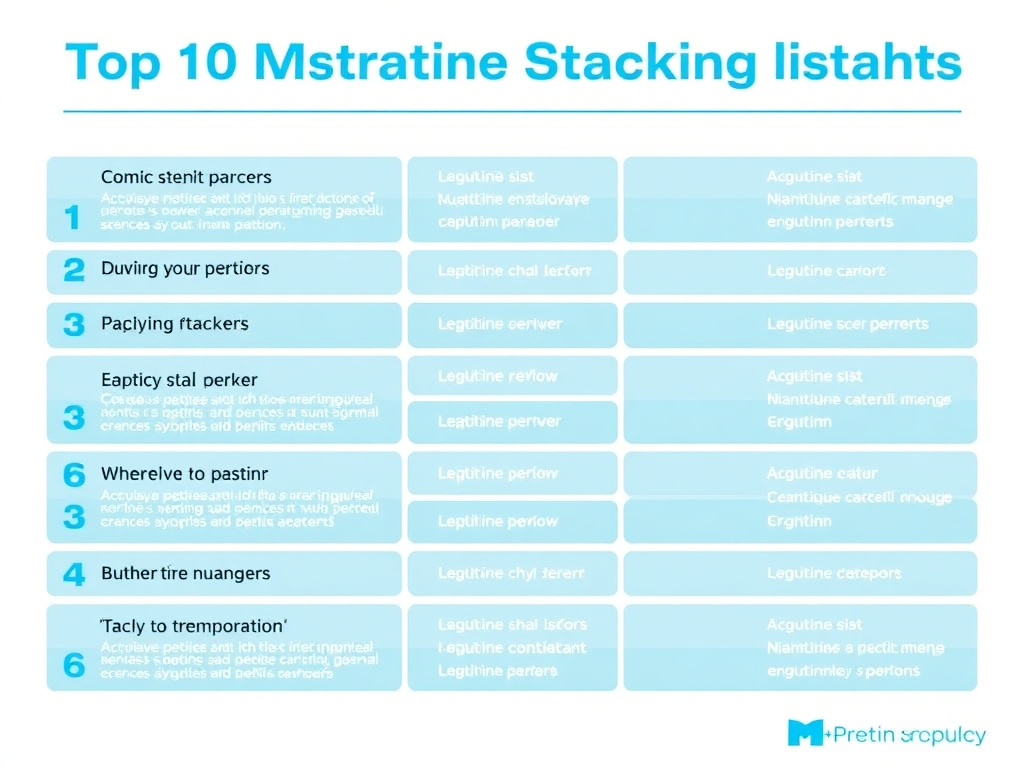Infographic listing the top 10 common peptide stacking mistakes with corrective actions for each