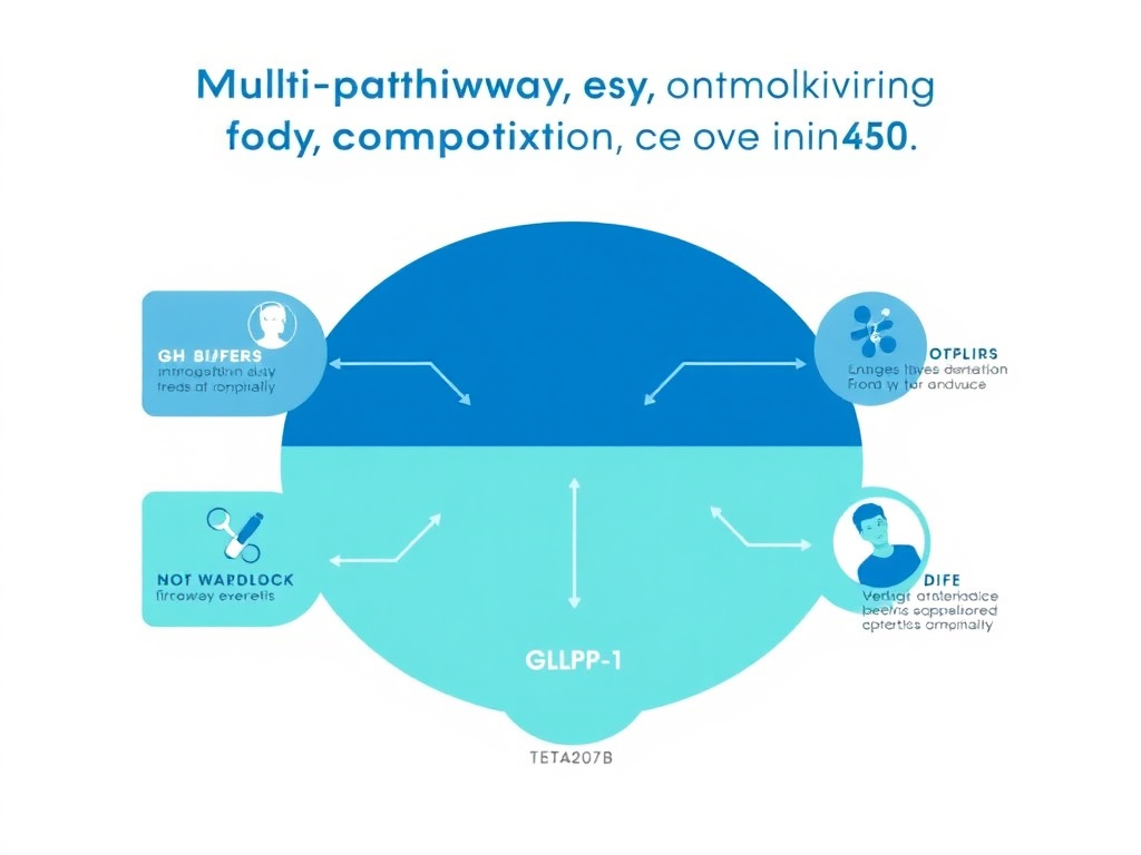 Multi-pathway peptide strategy for improving body composition in men over 40 including GH, GLP-1, and testosterone optimization