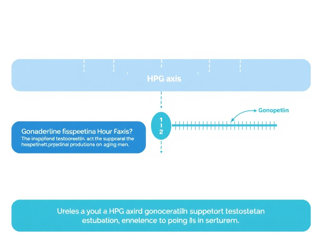 Diagram of the HPG axis showing where gonadorelin and kisspeptin act to support testosterone production in aging men
