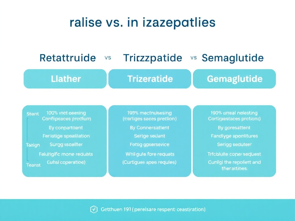 Retatrutide vs tirzepatide vs semaglutide efficacy and mechanism comparison chart