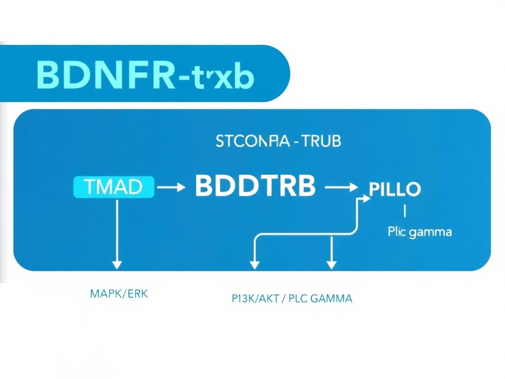 Diagram showing Semax activation of BDNF-TrkB signaling cascade including MAPK/ERK, PI3K/Akt, and PLC-gamma pathways