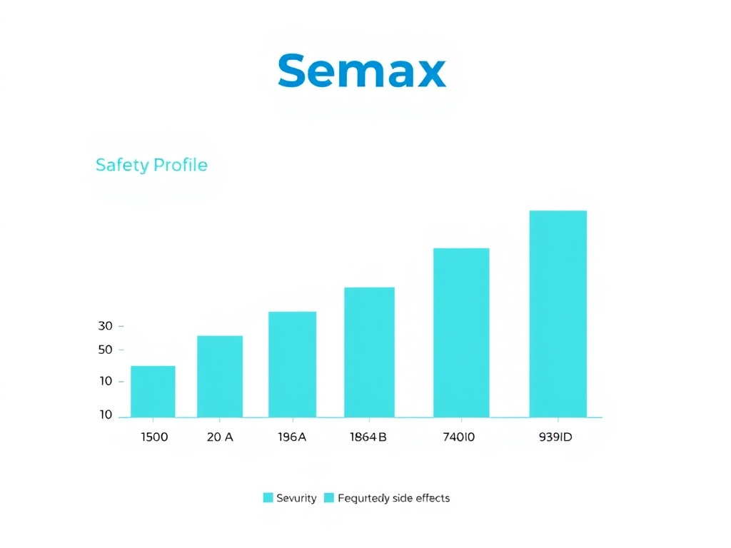 Safety profile summary for Semax showing reported side effects by frequency and severity