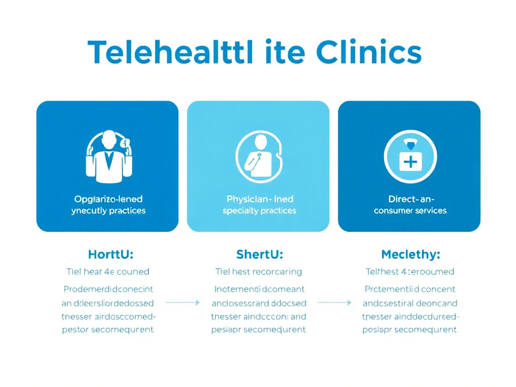 Infographic showing the three tiers of telehealth peptide clinics from physician-led specialty practices to direct-to-consumer services