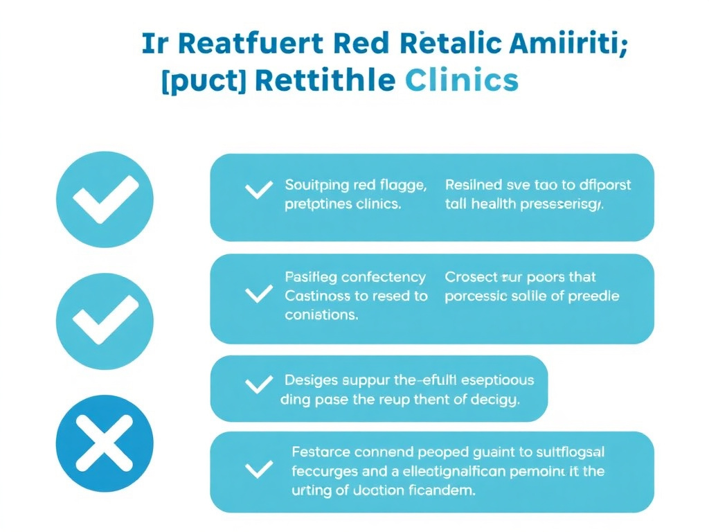 Checklist infographic showing major red flags to watch for when evaluating telehealth peptide clinics