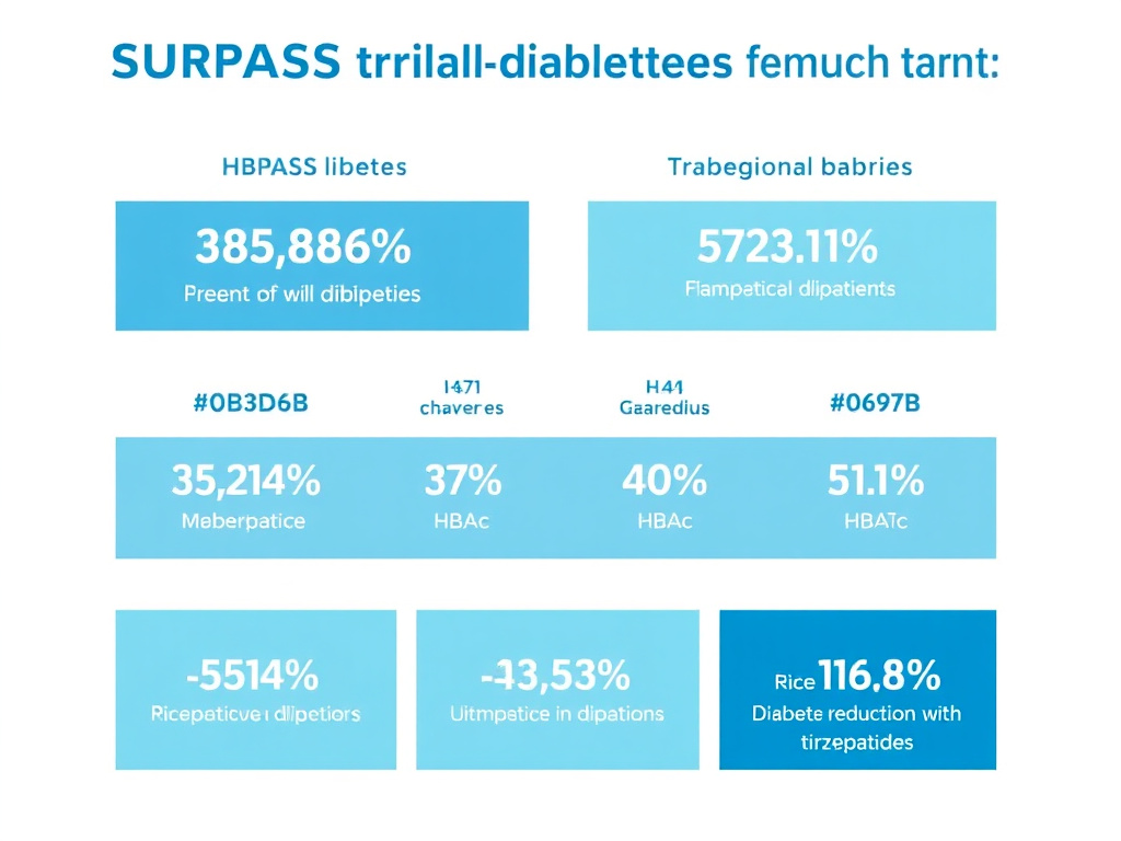 SURPASS trial diabetes outcomes showing HbA1c reduction with tirzepatide
